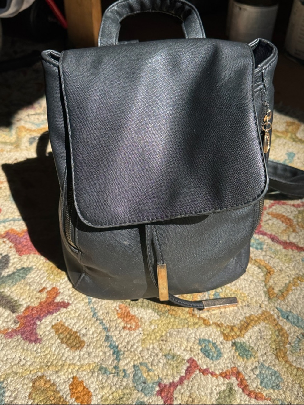 Black Women's Mini Backpack Purse - Sleek Everyday Bag